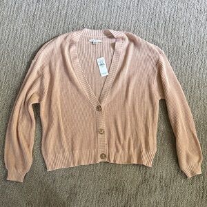 AEO Soft Pink Ribbed Cardigan
